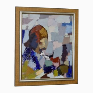 Gösta Falck, perfil lateral, años 60, óleo sobre lienzo, enmarcado