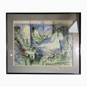 Philippe Ancellin, Akt in der Werkstatt, 1974, Aquarell