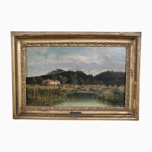 Italienischer Künstler, Landschaft, Ölgemälde auf Leinwand, Mitte 19. Jh., gerahmt