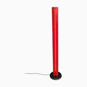 Lámpara de pie Megaron de metal en rojo y negro de G. Frattini para Artemide, años 80