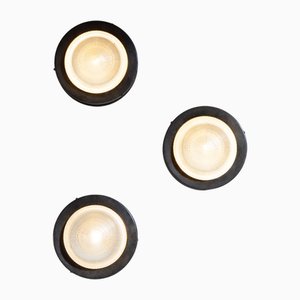 Applique da parete in ottone e vetro prismatico di Stilnovo, anni '50, set di 3