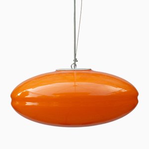 Vintage Italian Orange Murano Glass Pendant by Mariana Iskra Atelier, 1990s