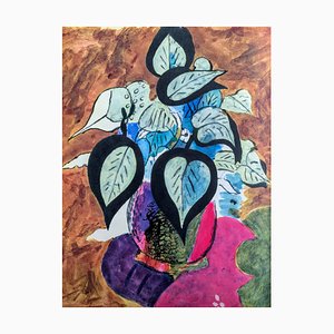 Georges Braque, Stillleben mit Blumenvase und Künstlerpalette, Farblithographie, 1955