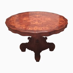 Antique Dining Table in Finely Inlaid Walnut Root, 1960s