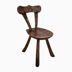 Rustic French Oak Side Chair in the style of Alexandre Noll, 1950s