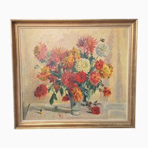 Wilhelm Winkler Karlsruhe, Bouquet of Flowers, 1961, Oil on Canvas, Framed