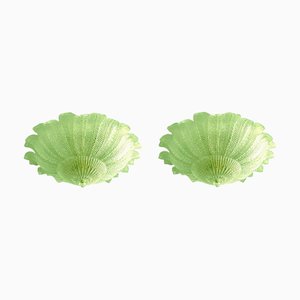 Venetian Green Leafs Murano Style Glass Flush Mounts, from Simoeng, Set of 2