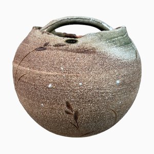 Organic Japanese Ikebana Flower Vase from Shigaraki Ware, 1970s