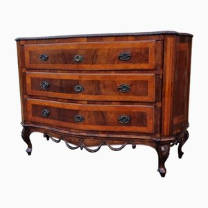 19th Century Venetian Chest of Drawers with Palm Inlays in Walnut, 1860s