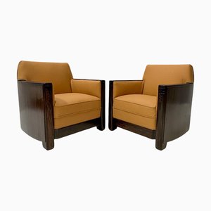 Sillones Amsterdamse School Art Déco de Daniël van Dorp para Gebroeders Reens, años 20. Juego de 2
