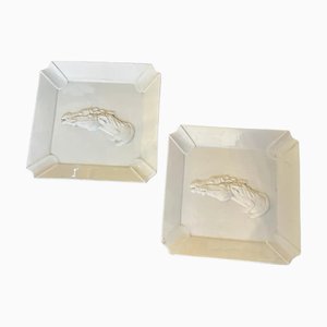 Vintage White Porcelain Horse Ashtrays by Gucci Firenze, 1980s, Set of 2
