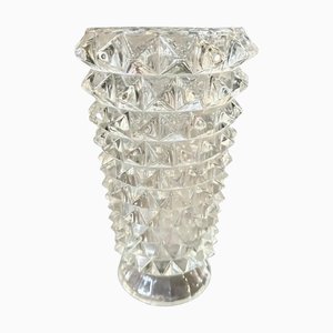 Art Deco Clear Rostrato Murano Glass Vase from Barovier & Toso, 1940s
