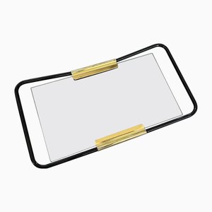 Mid-Century Modern Brass and Black Painted Metal Tray by Mascagni, 1970s