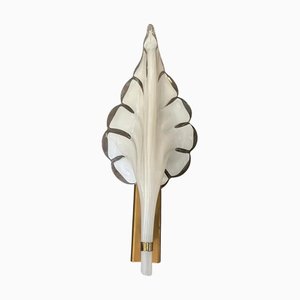 Mid-Century Modern White Murano Glass Leaf Wall Sconce by Franco Luce, 1970s