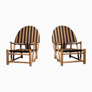 Set of Striped Fabric Hoop Lounge Chairs by Piero Palange and & Werther Toffoloni, 1970s