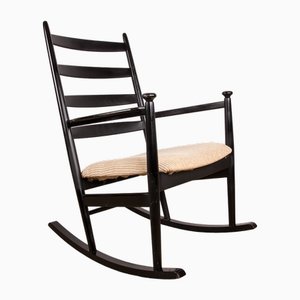Vintage Model 218 Rocking Chair in Lacquered Teak and Fabric by Thomas Harlev for Farstrup Savvaek, 1960