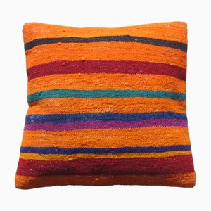 Vintage Turkish Handmade Wool Kilim Rug Pillow Cover