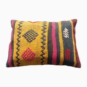 Vintage Turkish Handmade Wool Kilim Rug Pillow Cover
