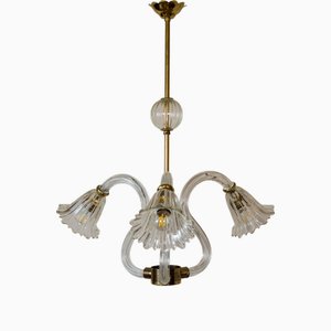 Lustre Art Déco Vintage en Verre de Murano attribué à Ercole Barovier pour Barovier & Toso, 1930s