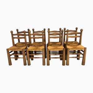 Art Deco French Brutalist Chairs attributed to Charles Dudouyt, 1940s, Set of 8