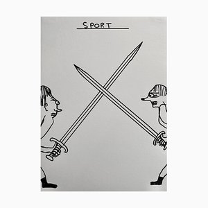 David Shrigley, Untitled (Sport), 2019, Marker on Paper, Framed