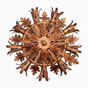 Large Gold Metal Ceiling Light from Banci Firenze, Italy, 1960s
