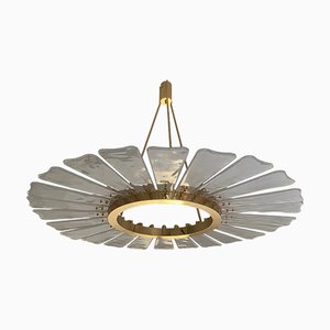 Lampadario Venied-White Marguerite in vetro di Murano dorato di Simoeng