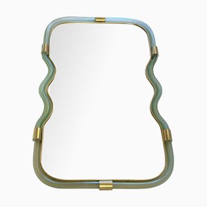Wave Mirror in Green and Gold Torchon by Simoeng