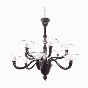 Italian Black Murano Style Glass Chandelier from Simoeng