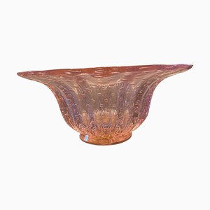 Murano Style Glass Pink Vase with Gold and Bubble Air Round Shape from Simoeng