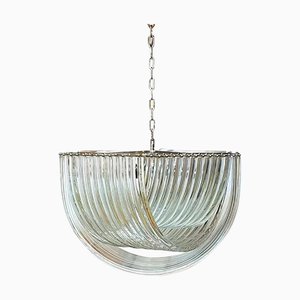 Murano Style Glass Pendant Arc in Clear Color with Kromo Metal Frame from Simoeng