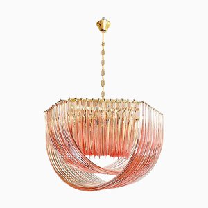 Arco in vetro di Murano rosa con struttura in metallo dorato di Simoeng