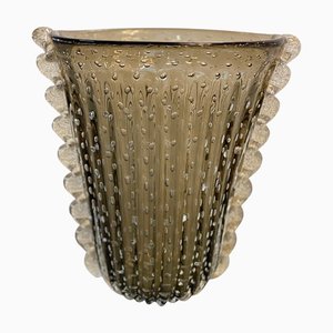 Murano Style Glass Gray Vase with Gold and Bubble Air from Simoeng