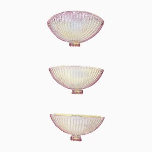 Mid-Century Murano Glass Wall Lamps, 1960s, Set of 3