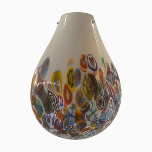 Lámpara colgante estilo Murano en blanco con Murrise multicolor de Simoeng