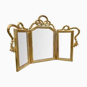 Triptych-Shaped Mirror in Gilded Wood and Carved with a Fris, 1920s