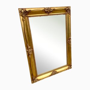 Vergoldeter Abgeschrägter Spiegel aus Holz mit verzierten Ecken, 19. Jh., 1950er