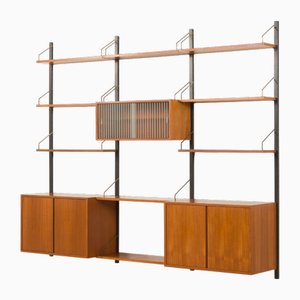 Libreria in teak con porta dischi in vinile di Poul Cadovius per Cado, Danimarca, anni '60