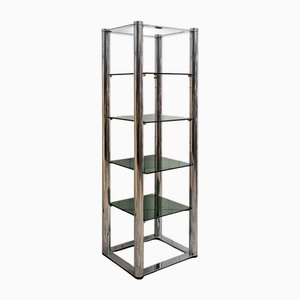 Freestanding Bookcase in Chromed Steel and Smoked Glass, Italy, 1970s
