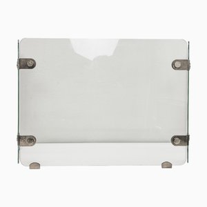 Mid-Century Trifold Smoked Glass Fireplace Screen with Brass Hinges, 1970s
