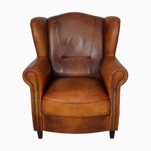Cognacfarbener niederländischer Vintage Leder Clubsessel