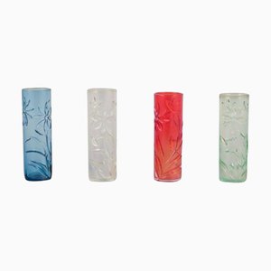 Kunstglasvasen mit Blumenmotiven, Fåglavik, Schweden, 1970er, 5er Set