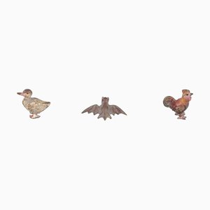 Vienna Bronze Bronze Figurines Duck, Chicken and Bat, 1890s, Set of 3
