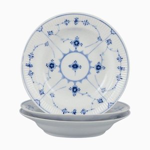 Blue Fluted Plain Plates in Porcelain from Royal Copenhagen, 1954, Set of 3