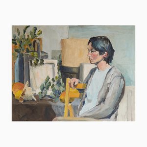 Jacques van Loock, Portrait of a Sitting Woman, Oil on Canvas, 1950s