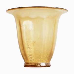 Art Glass Vase in Crackle and Gold by Andries Dirk Copier for Glasfabriek Leerdam, 1930s