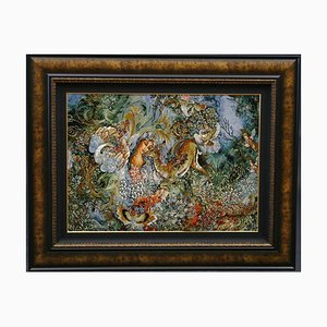 Hand-Knotted Middle Eastern Rug in Wool & Silk