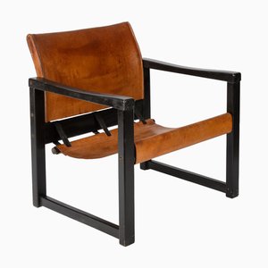 Butaca Safari de cuero de Karin Mobring, años 70