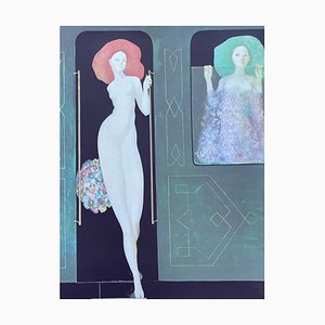Leonor Fini, Composición figurativa, años 70, Serigrafía original sobre papel Rives