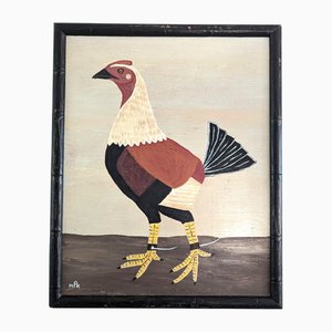 Matt Rix, selvaggina inglese in nero, olio su pannello, con cornice